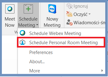 Schedule Personal Room Meeting_planowanie spotkania w programie Outlkook